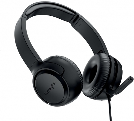 Casti Kensington EQ H950 On-Ear, reglabile, microfon cu anulare sunet inclus, cu fir 180 cm, conexiune duala USB-C/USB-A, negru